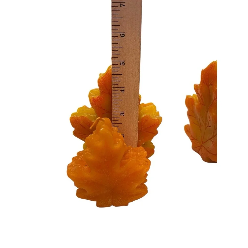 3 Maple Leaf Candles Autumn Orange Yellow 3D‎ Shape